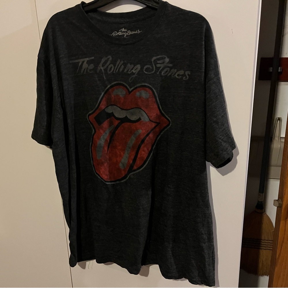 The Rolling Stones Black Tee with Red Lips Graphic